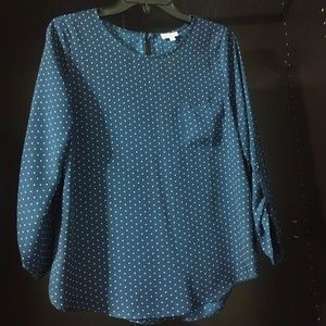 Navy blue polka dots blouse